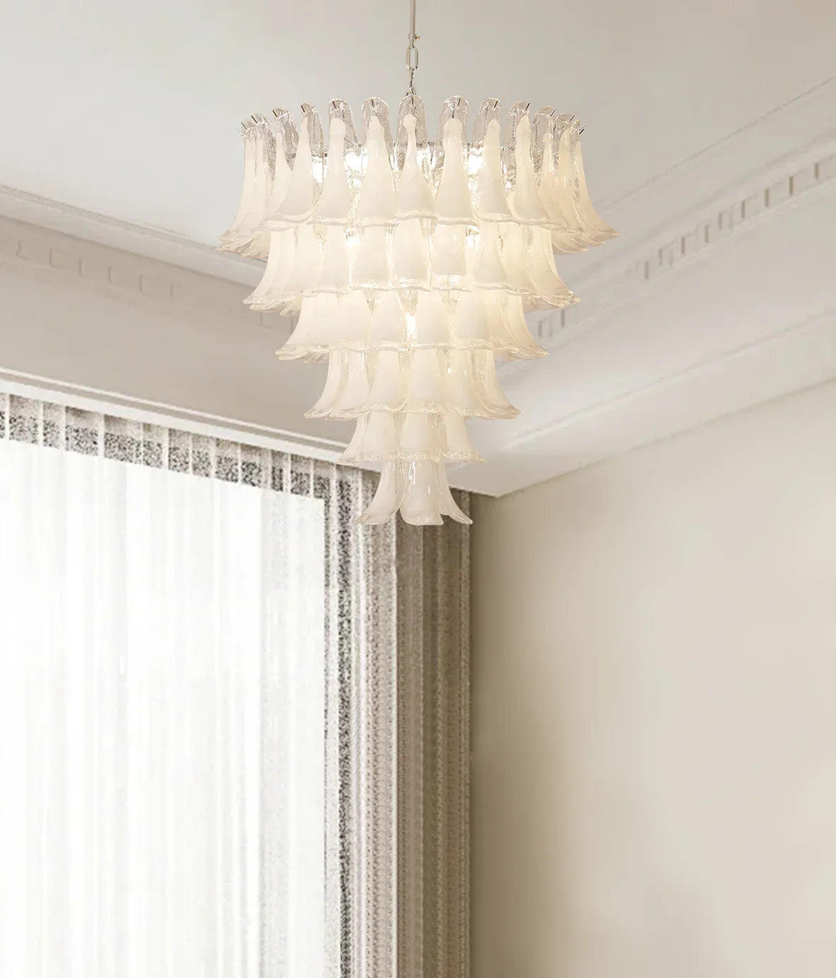 Transparent White Petals Chandelier - view 11 | Metavaya