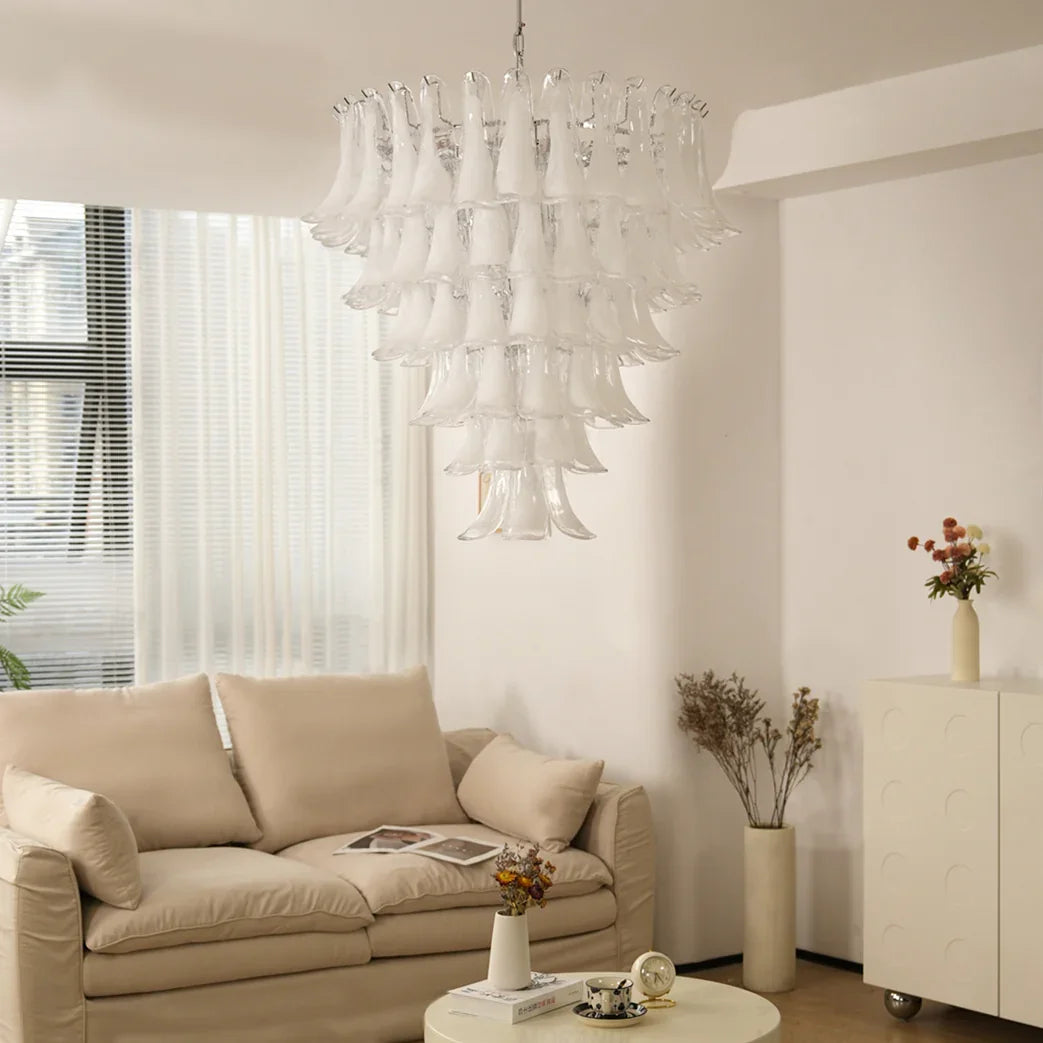 Transparent White Petals Chandelier - view 4 | Metavaya