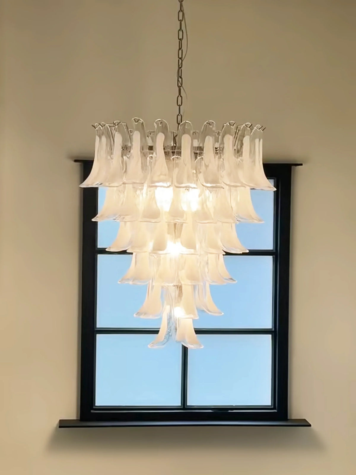 Transparent White Petals Chandelier - view 7 | Metavaya