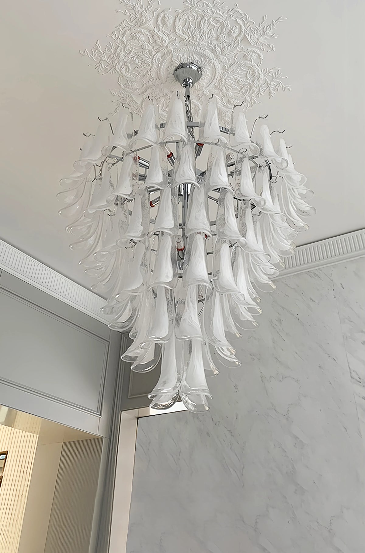 Transparent White Petals Chandelier - view 16 | Metavaya