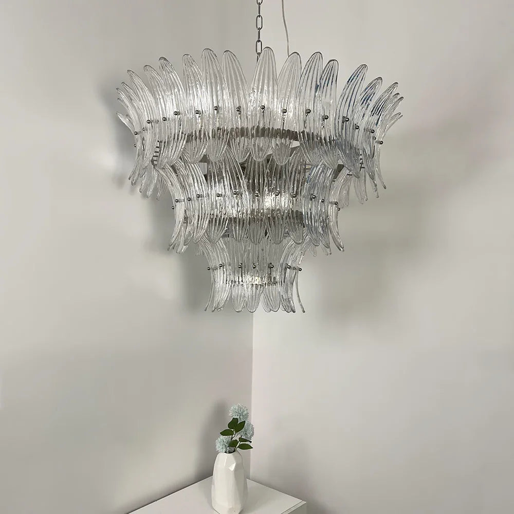 Transparent Palm Glass Chandelier - view 2 | Metavaya