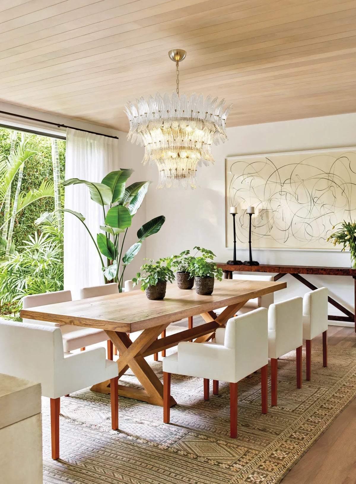 Transparent Palm Glass Chandelier - view 3 | Metavaya