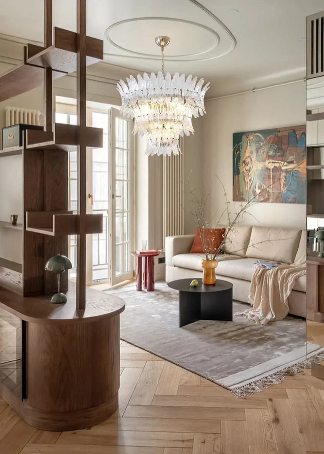 Transparent Palm Glass Chandelier - view 4 | Metavaya