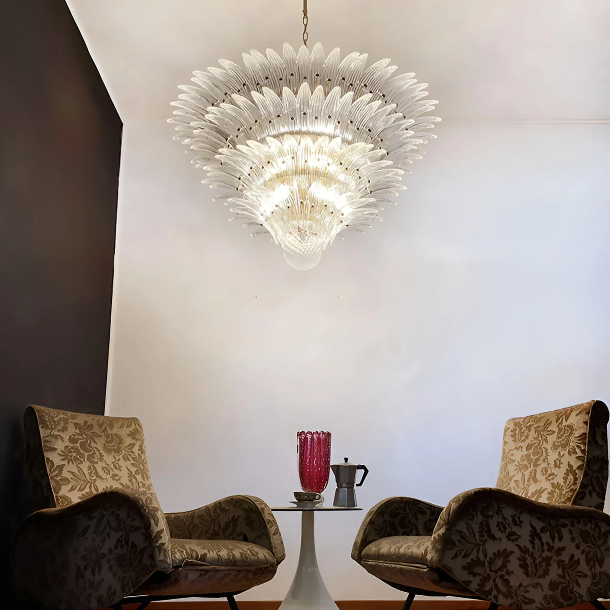 Transparent Palmette Glass Chandelier - view 8 | Metavaya