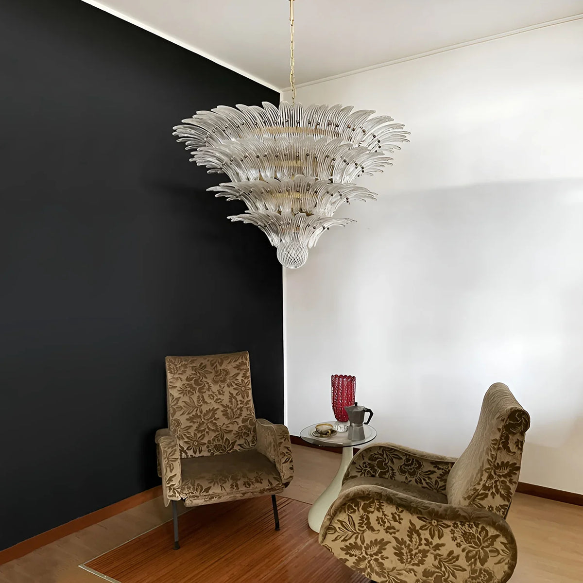 Transparent Palmette Glass Chandelier - view 4 | Metavaya