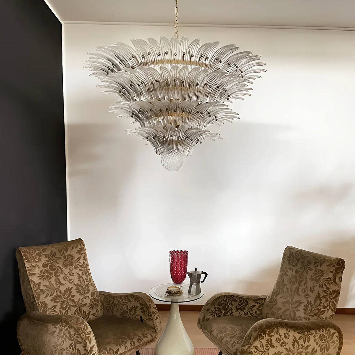 Transparent Palmette Glass Chandelier - view 6 | Metavaya