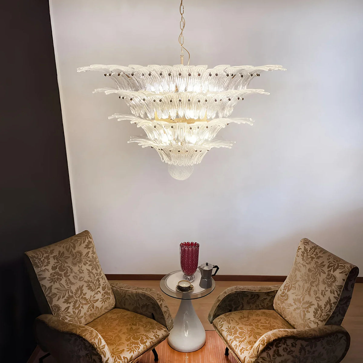 Transparent Palmette Glass Chandelier - view 7 | Metavaya