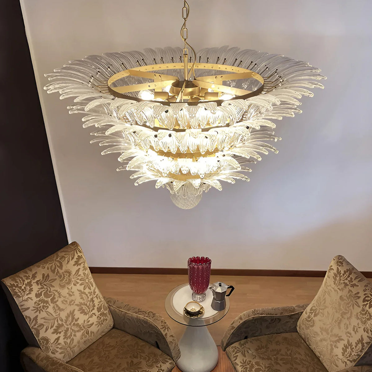 Transparent Palmette Glass Chandelier - view 10 | Metavaya