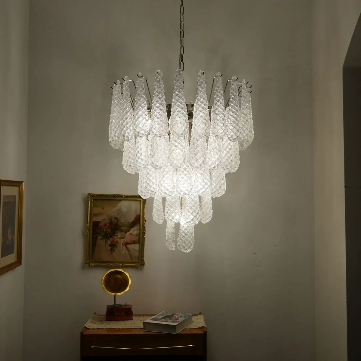 Transparent Glass Petals Chandelier - view 30 | Metavaya