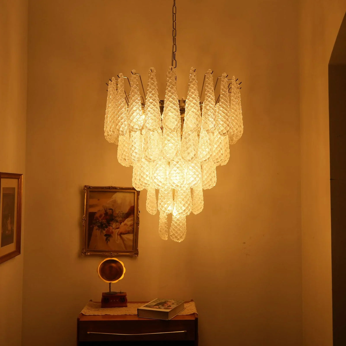 Transparent Glass Petals Chandelier - view 31 | Metavaya