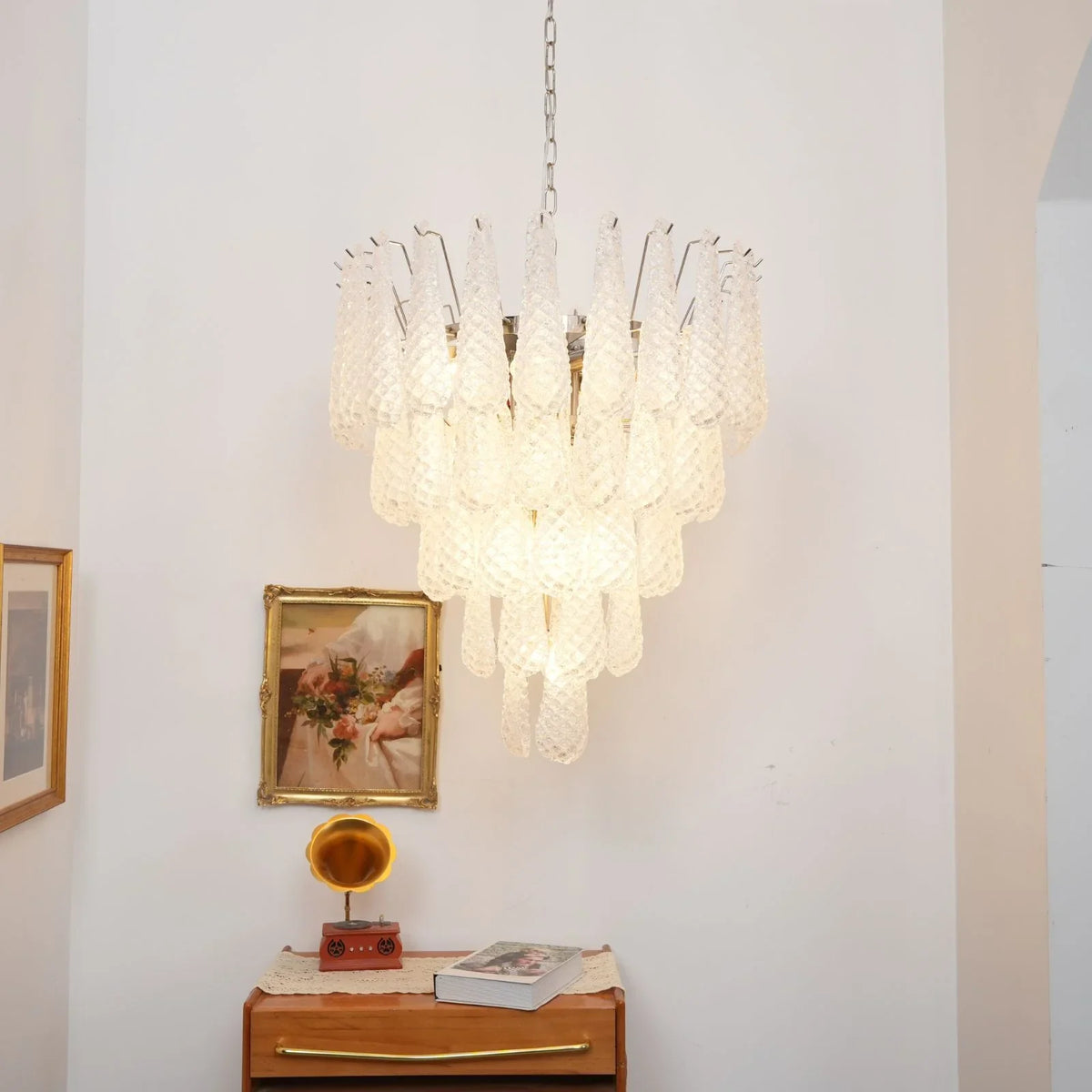 Transparent Glass Petals Chandelier - view 32 | Metavaya