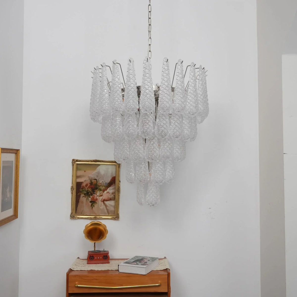 Transparent Glass Petals Chandelier - view 33 | Metavaya