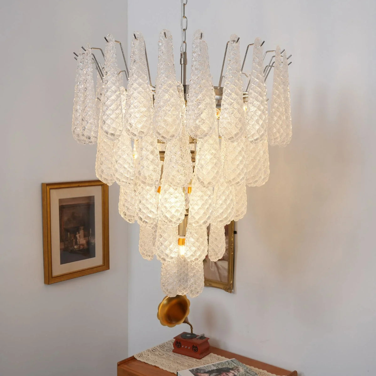 Transparent Glass Petals Chandelier - view 37 | Metavaya
