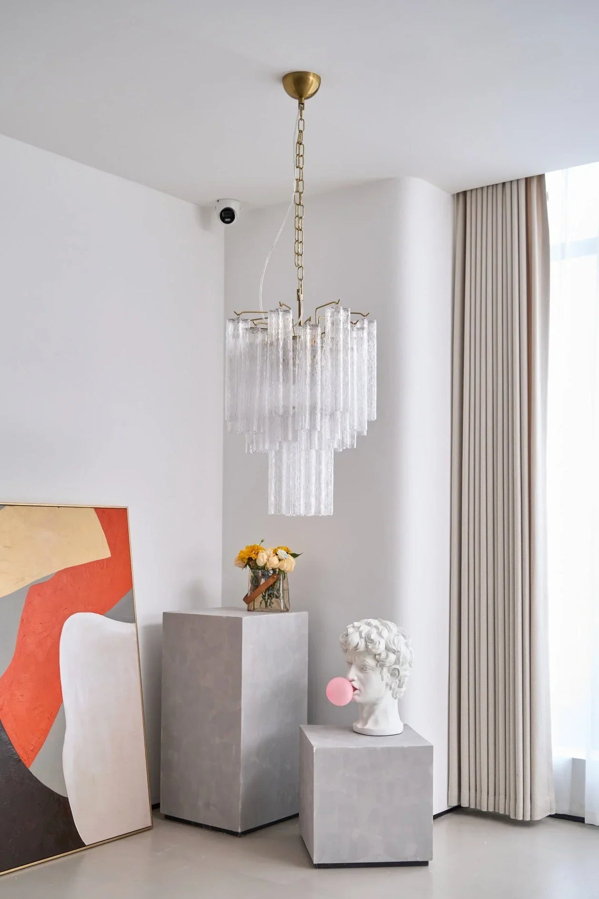 Transparent Glass Tube Chandelier - view 11 | Metavaya