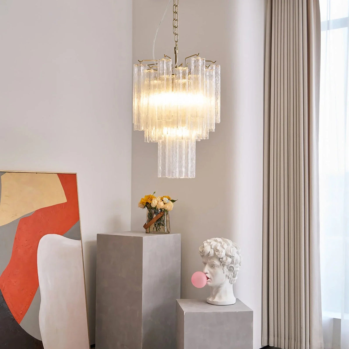 Transparent Glass Tube Chandelier - view 15 | Metavaya