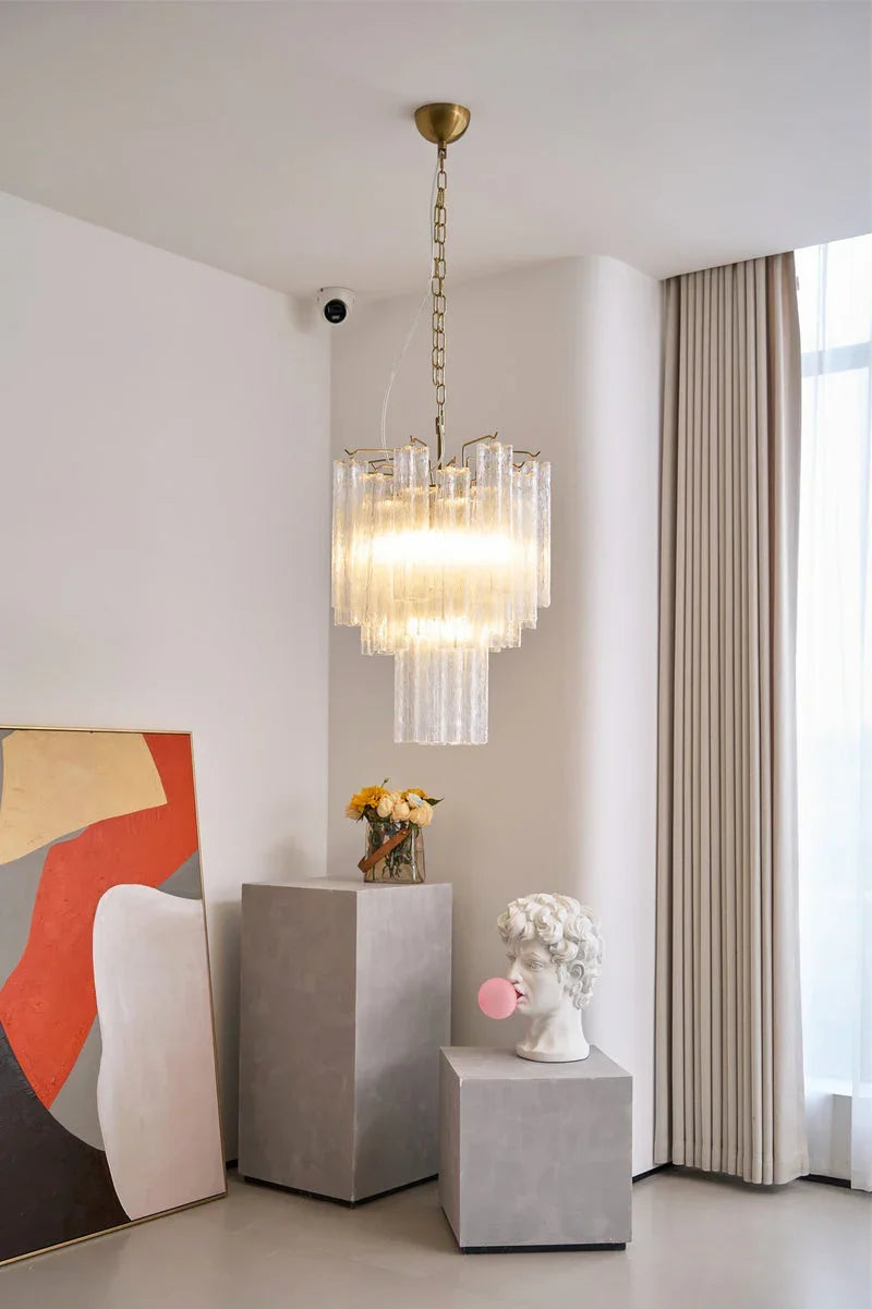 Transparent Glass Tube Chandelier - view 2 | Metavaya