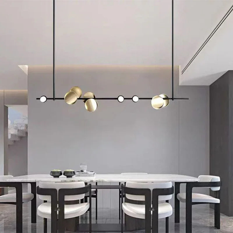 Metavaya Chandelier L 160cm x H 90cm / L 63″ x H 35.4″ / Glod+Black / Warm Light Typography Cilon Disc 6938617803483 M2023102405-3