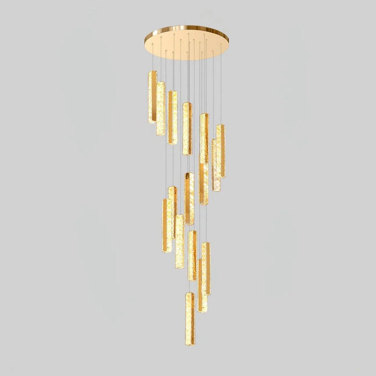 Metavaya Chandelier 12 heads Dia 40cm x H 200cm / ∅ 15.7″ x H 78.7″ / Gold+Clear / Bi-Color/Multicolor LED Villa Forci Chandelier 662668875514 M2023072102-1