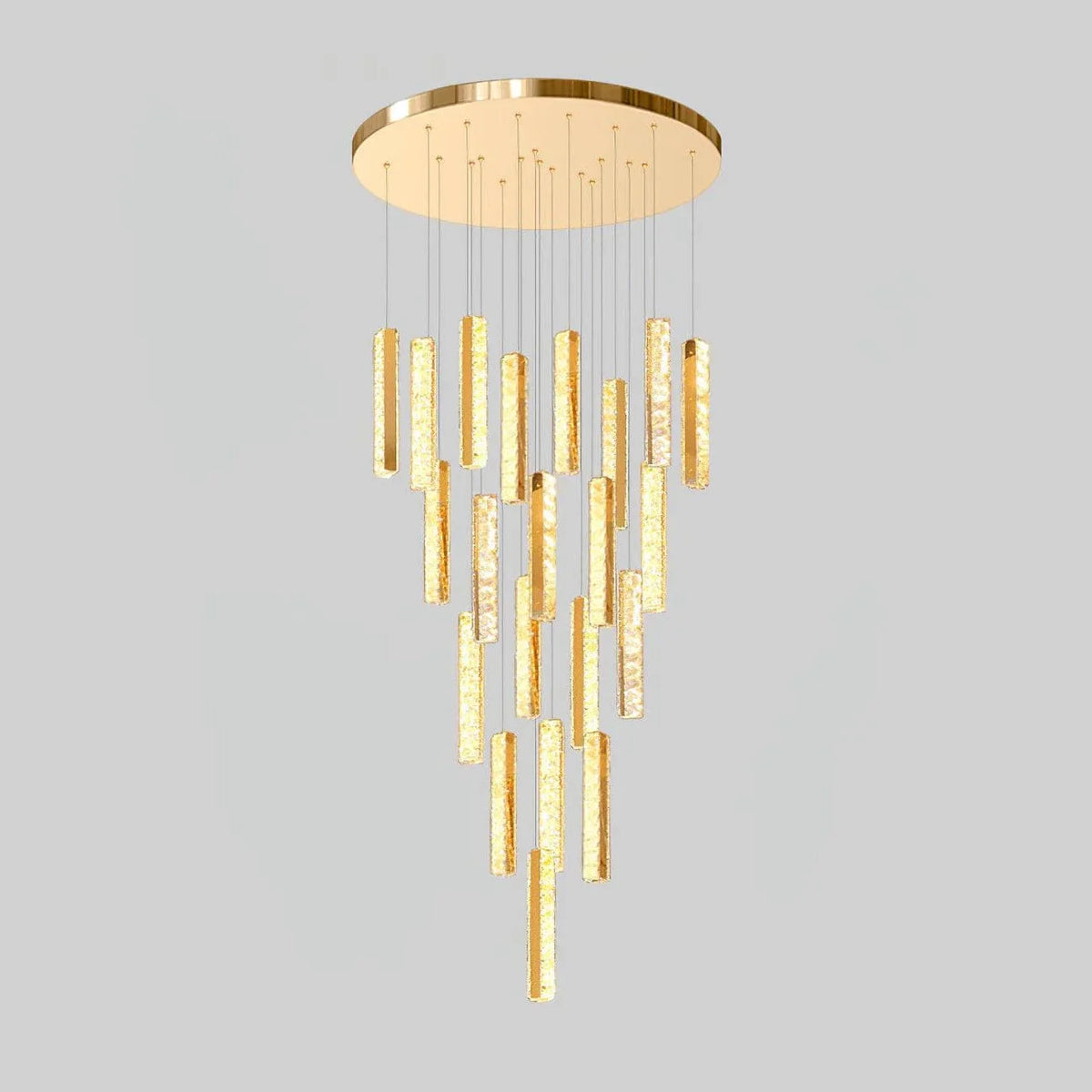 Metavaya Chandelier 21 heads Dia 60cm x H 300cm / ∅ 23.6″ x H 118″ / Gold+Clear / Bi-Color/Multicolor LED Villa Forci Chandelier 662668875545 M2023072102-4