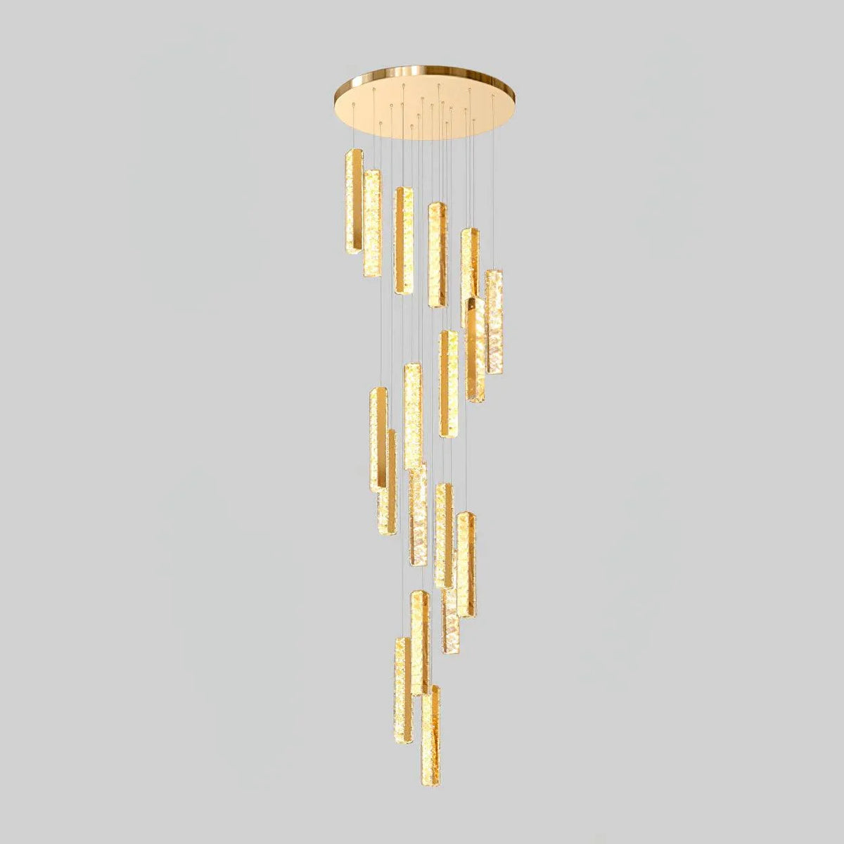 Metavaya Chandelier 18 heads Dia 60cm x H 200cm / ∅ 23.6″ x H 78.7″ / Gold+Clear / Bi-Color/Multicolor LED Villa Forci Chandelier 662668875538 M2023072102-3