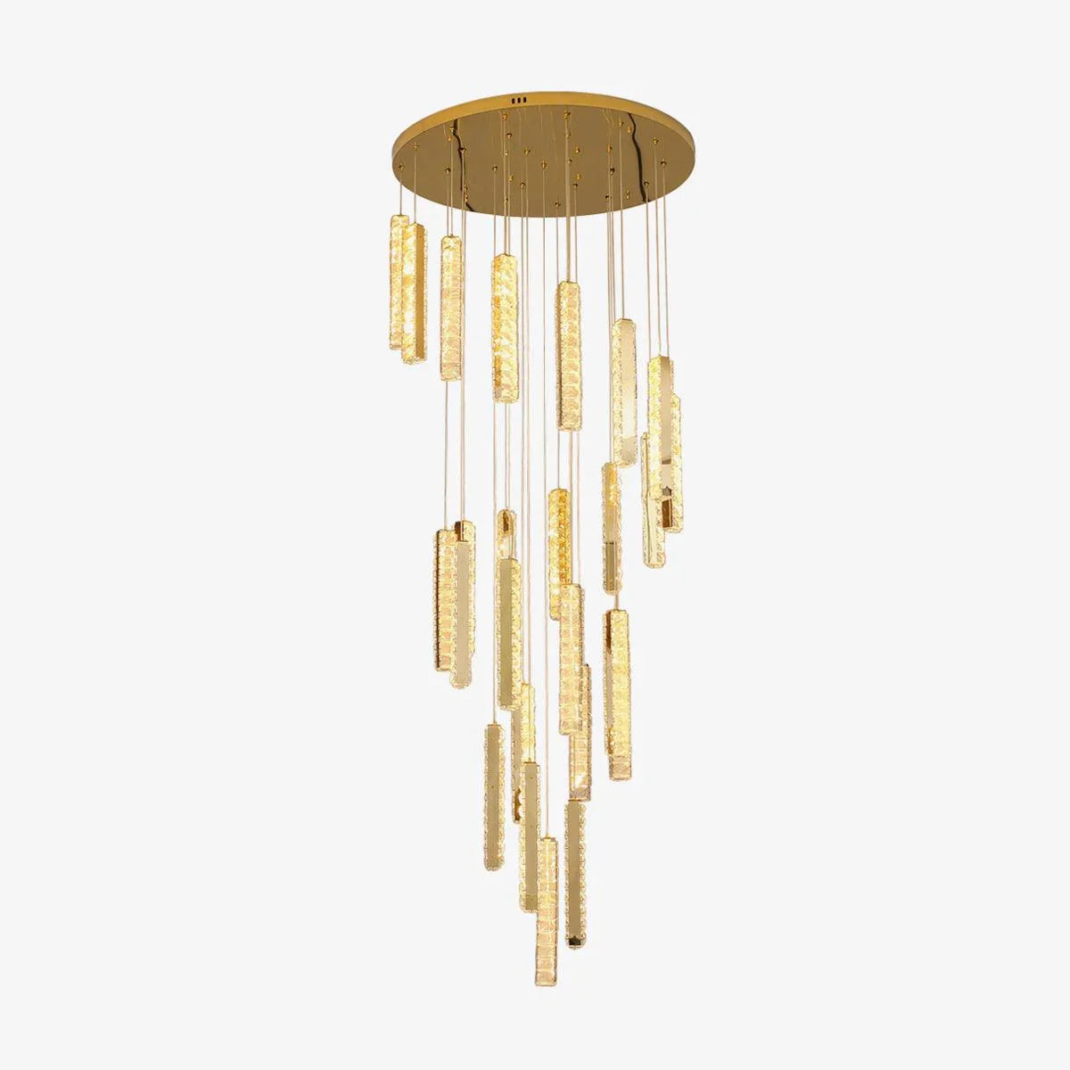 Metavaya Chandelier 24 heads Dia 80cm x H 300cm / ∅ 31.5″ x H 118″ / Gold+Clear / Bi-Color/Multicolor LED Villa Forci Chandelier 662668875552 M2023072102-5