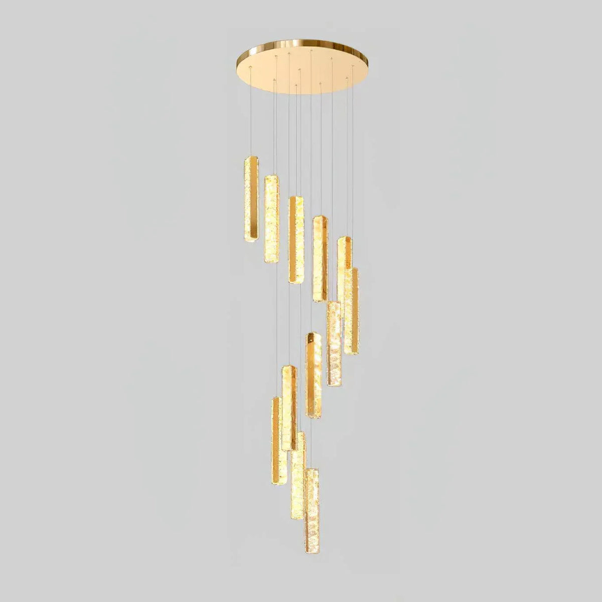 Metavaya Chandelier 15 heads Dia 50cm x H 200cm / ∅ 19.7″ x H 78.7″ / Gold+Clear / Bi-Color/Multicolor LED Villa Forci Chandelier 662668875521 M2023072102-2