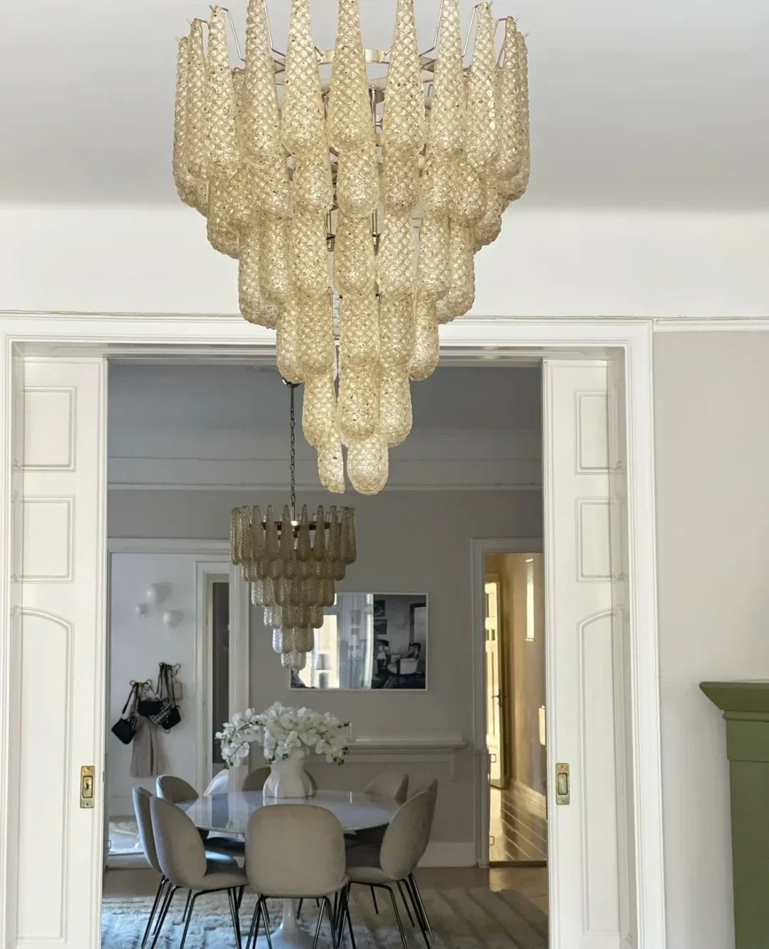 Vintage Amber Glass Petals Chandelier - view 3 | Metavaya