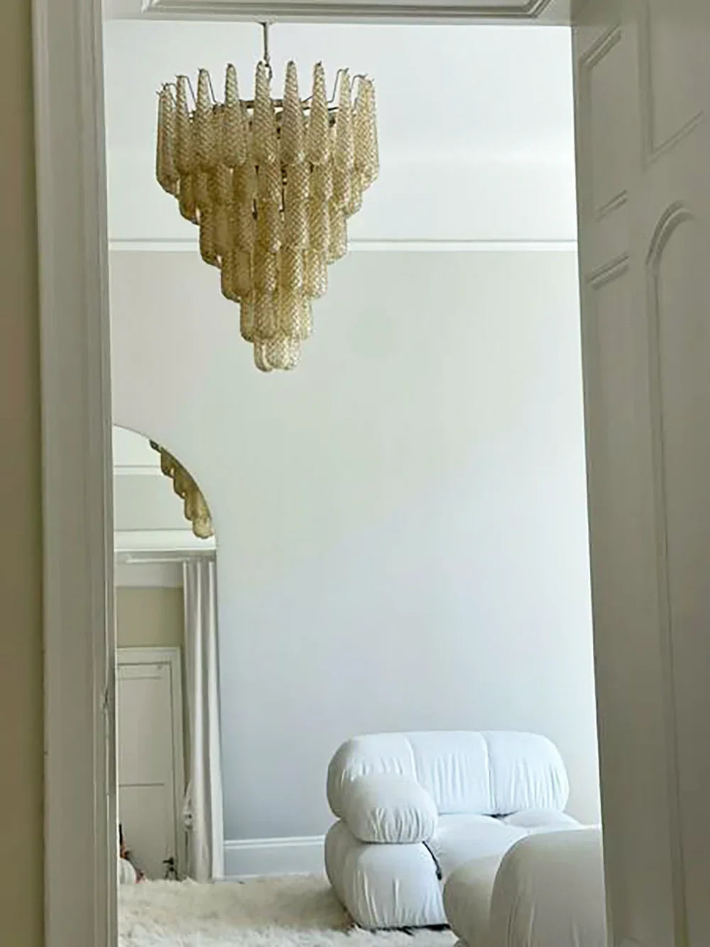 Vintage Amber Glass Petals Chandelier - view 9 | Metavaya