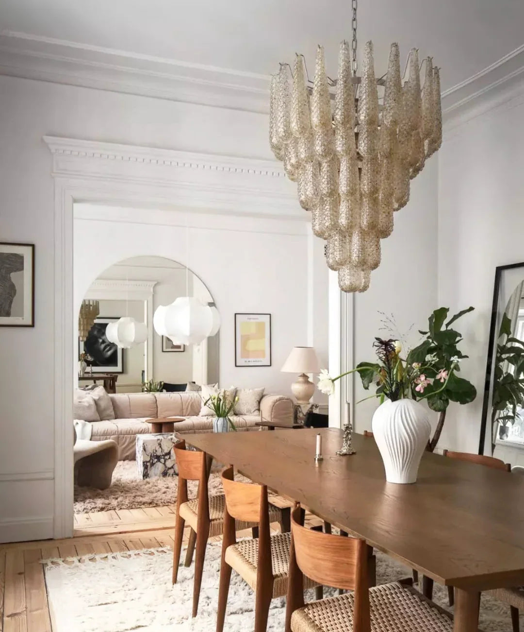 Vintage Amber Glass Petals Chandelier - view 11 | Metavaya