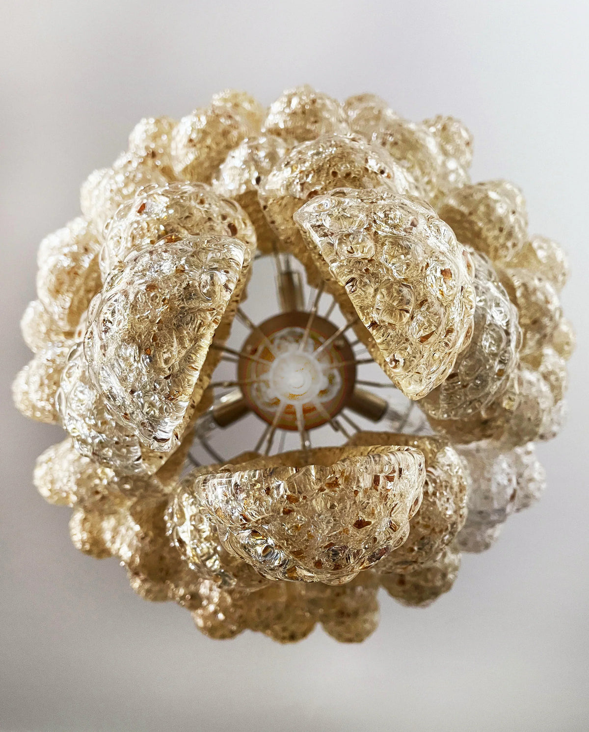 Vintage Amber Glass Petals Chandelier - view 14 | Metavaya