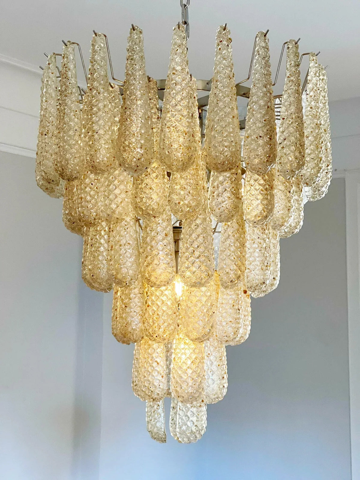 Vintage Amber Glass Petals Chandelier - view 12 | Metavaya