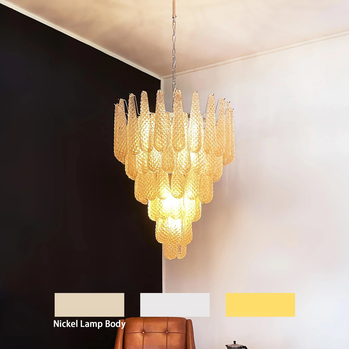 Vintage Amber Glass Petals Chandelier - view 16 | Metavaya