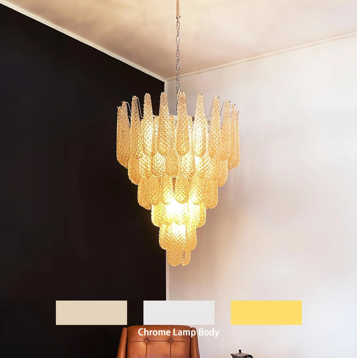 Vintage Amber Glass Petals Chandelier - view 17 | Metavaya