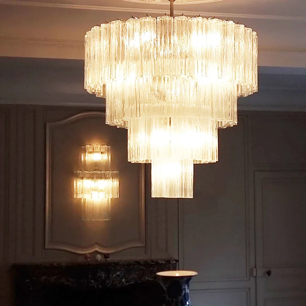 Vintage Transparent Glass Chandelier - view 15 | Metavaya