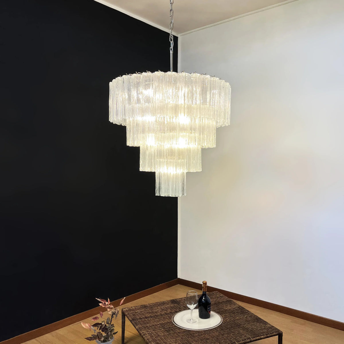 Vintage Transparent Glass Chandelier - view 4 | Metavaya