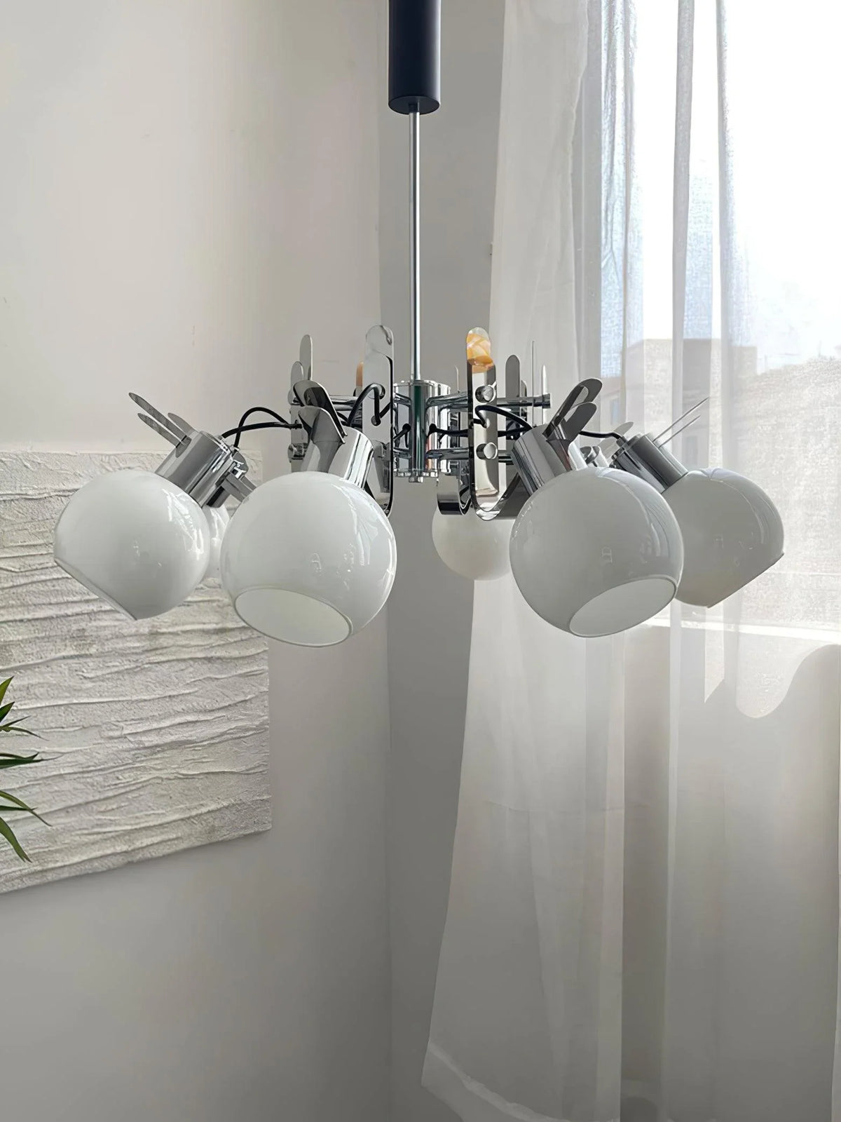 Metavaya Chandelier Vintage Geometrical Chrome Chandelier