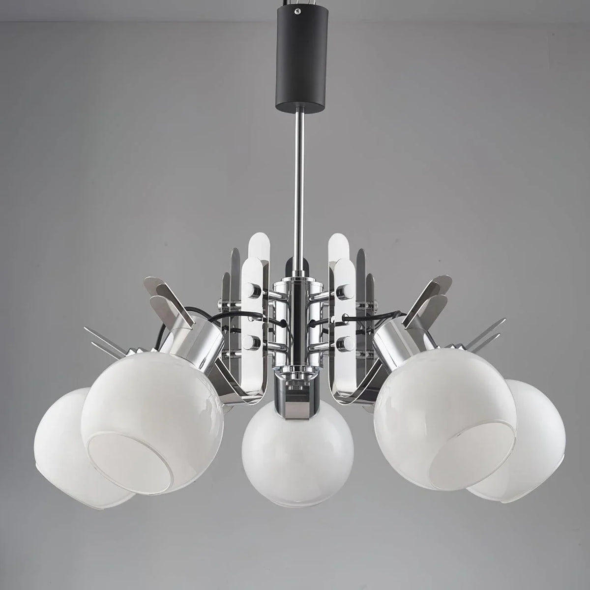 Metavaya Chandelier Vintage Geometrical Chrome Chandelier