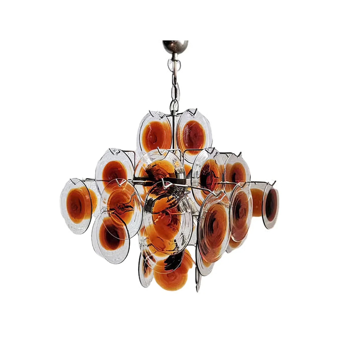 Vintage Orange Brown Disk Glass Chandelier | Metavaya