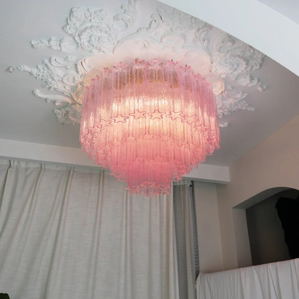 Vintage Pink Glass Ceiling Light - view 2 | Metavaya