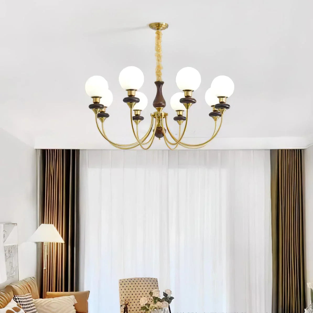 Metavaya Chandelier Walnut Brass Chandelier Walnut Brass Chandelier | Discount Sale