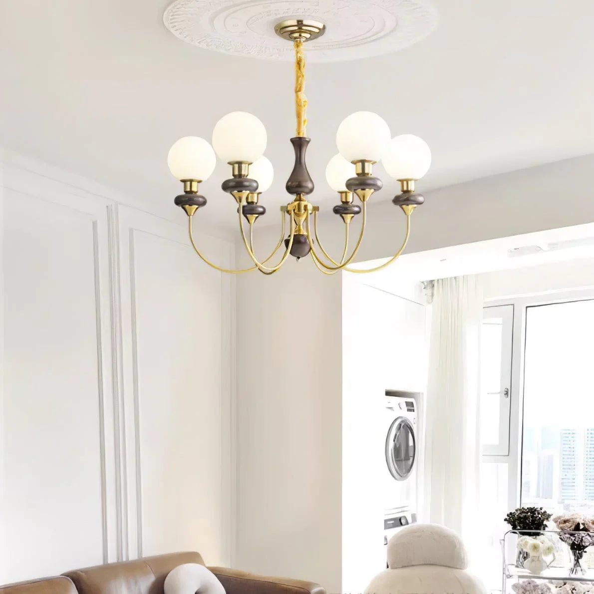 Metavaya Chandelier Walnut Brass Chandelier Walnut Brass Chandelier | Discount Sale