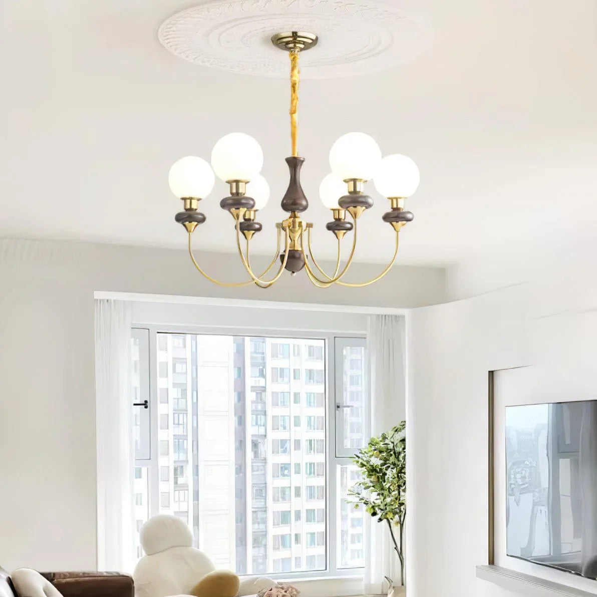 Metavaya Chandelier Walnut Brass Chandelier Walnut Brass Chandelier | Discount Sale