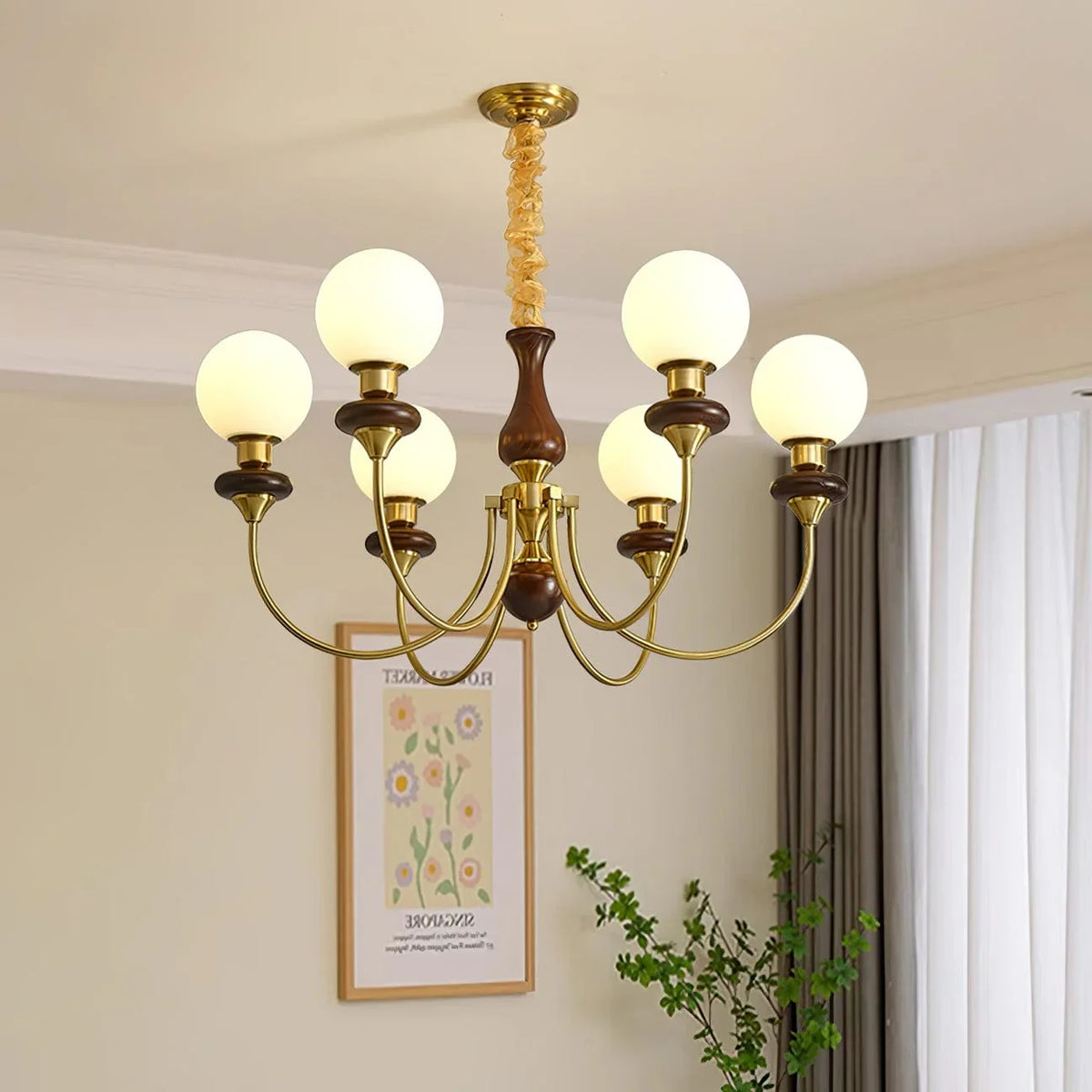 Metavaya Chandelier Walnut Brass Chandelier Walnut Brass Chandelier | Discount Sale