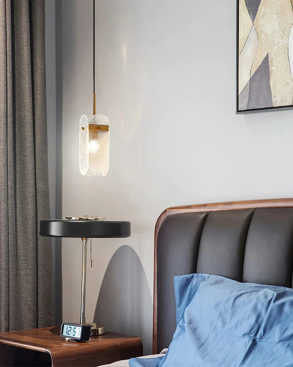 Metavaya Ceiling Lamp Dia 13cm x H 35cm / Gold & Clear Water-patterned Glass Pendant Lamp 6938617775551 M2023061701-1