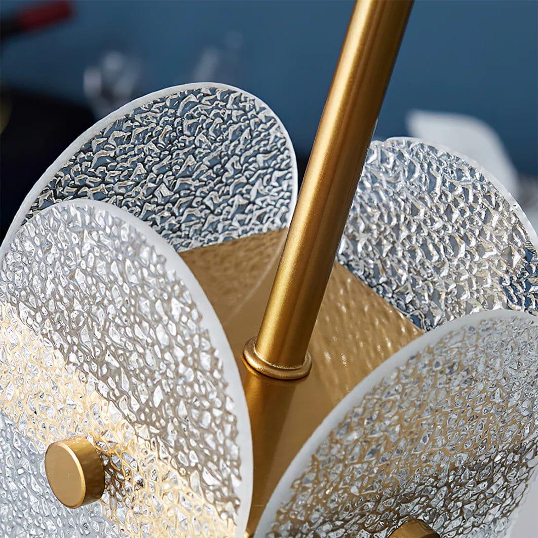 Metavaya Ceiling Lamp Dia 13cm x H 35cm / Gold & Clear Water-patterned Glass Pendant Lamp 6938617775551 M2023061701-1