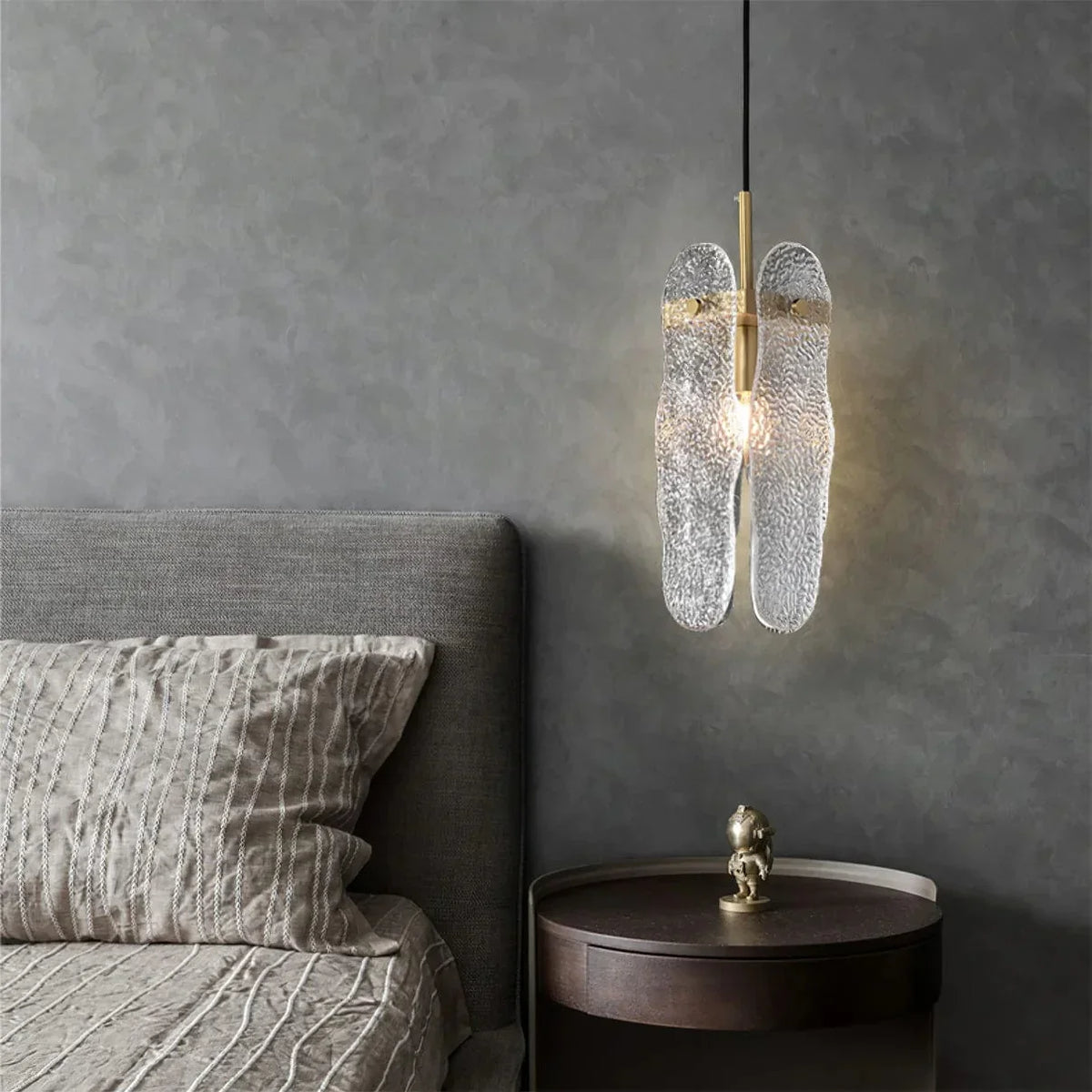 Metavaya Ceiling Lamp Dia 13cm x H 35cm / Gold & Clear Water-patterned Glass Pendant Lamp 6938617775551 M2023061701-1