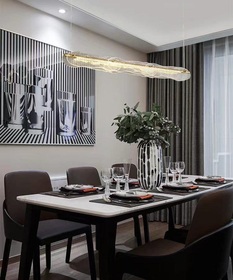 Metavaya Pendant light Dia 128cm x H 15cm / ∅ 50.3″ x H 5.9″ / Copper Water Ripple Glass Island Chandeliers 6938617781224 M2023081402-1