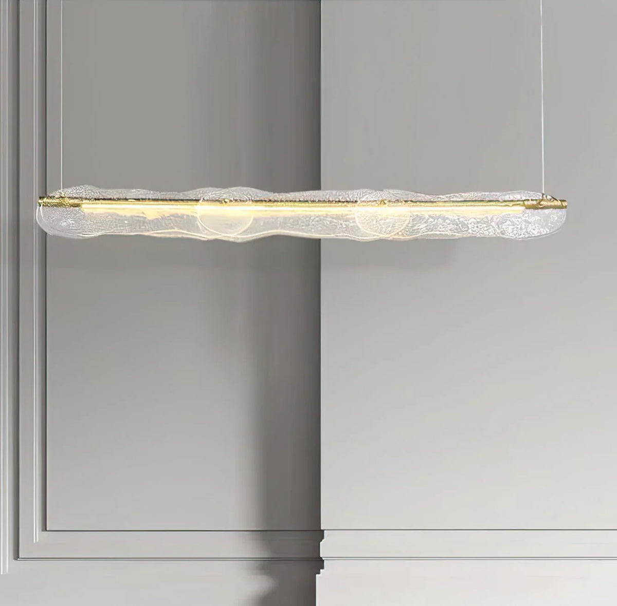 Metavaya Pendant light Dia 128cm x H 15cm / ∅ 50.3″ x H 5.9″ / Copper Water Ripple Glass Island Chandeliers 6938617781224 M2023081402-1