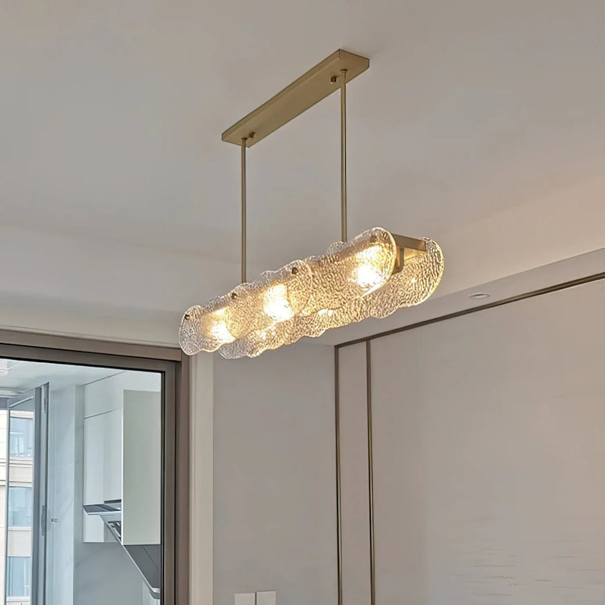 Metavaya Pendant light Dia 128cm x H 15cm / ∅ 50.3″ x H 5.9″ / Copper Water Ripple Glass Island Chandeliers 6938617781224 M2023081402-1