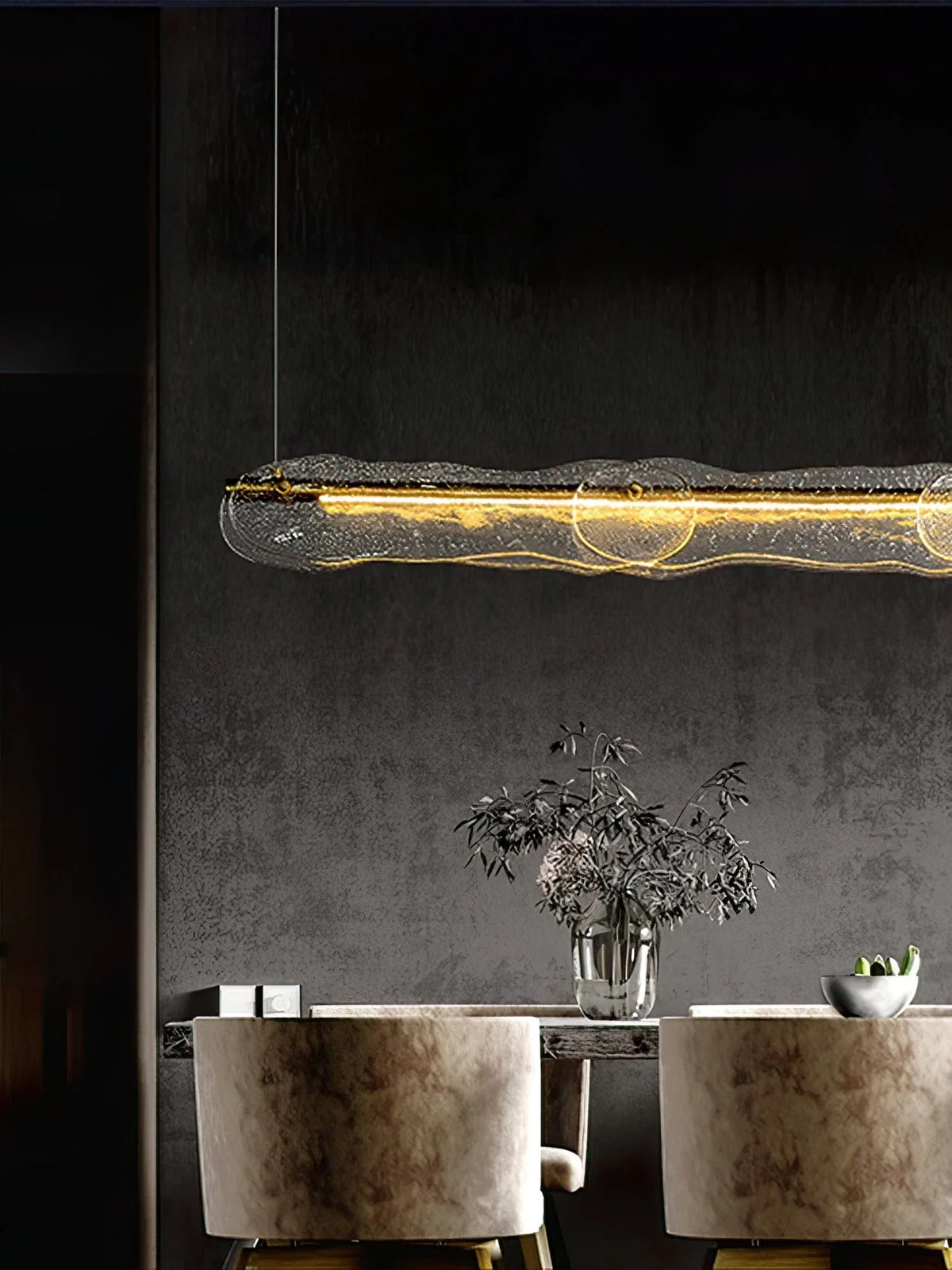 Metavaya Pendant light Dia 128cm x H 15cm / ∅ 50.3″ x H 5.9″ / Copper Water Ripple Glass Island Chandeliers 6938617781224 M2023081402-1